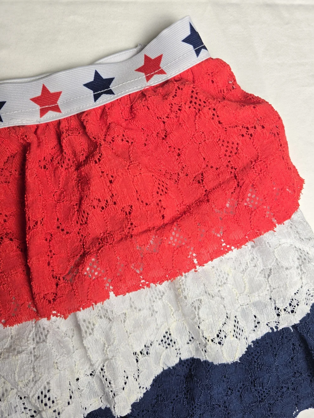 Way To Celebrate Patriotic Girls Tiered Lace Skirt M